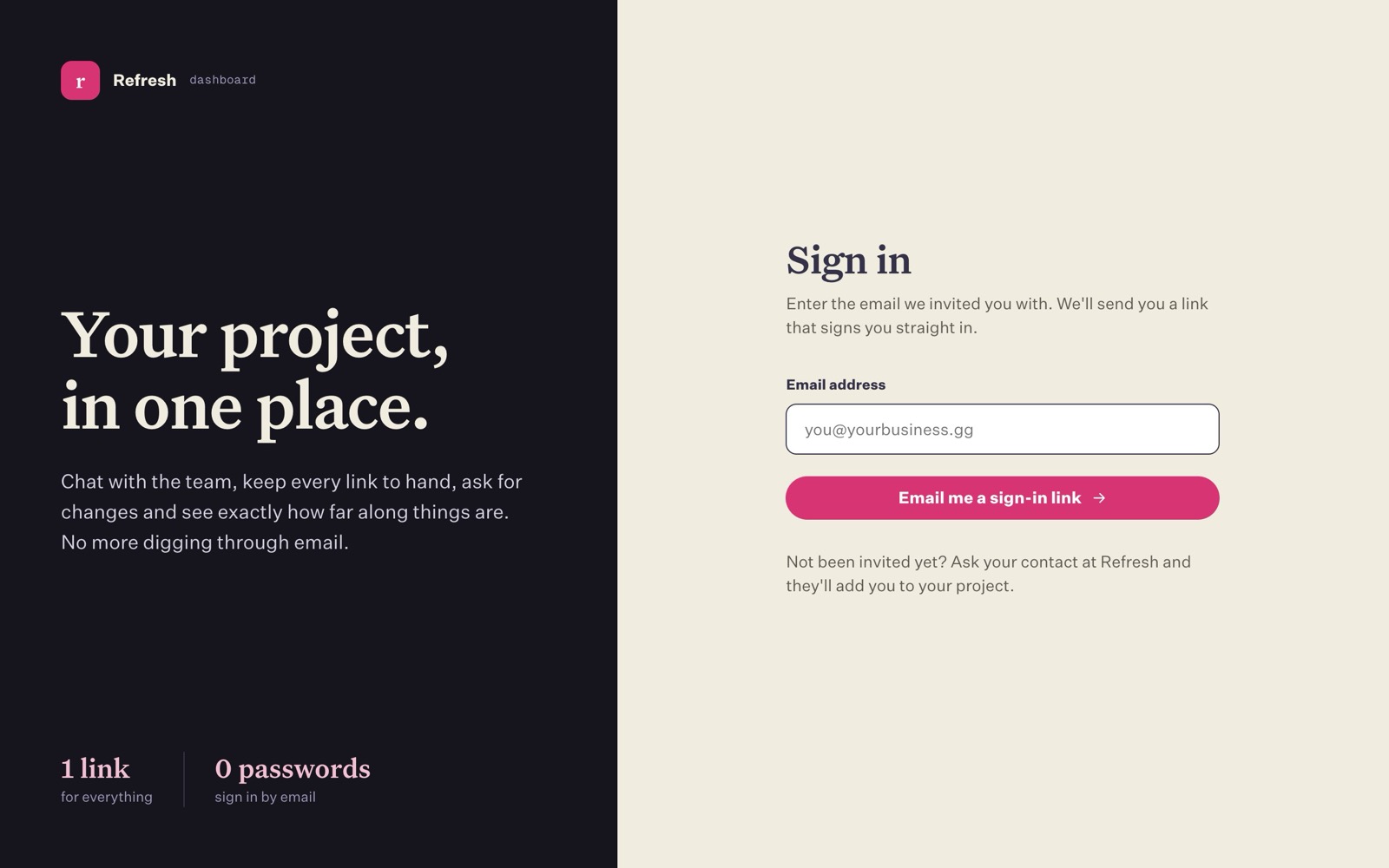 The sign-in page